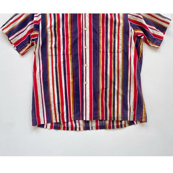 Vtg 50s 60s DON LOPER Striped Button Up Shirt / Sz L / Short Sleeve Retro READ - Picture 4 of 16